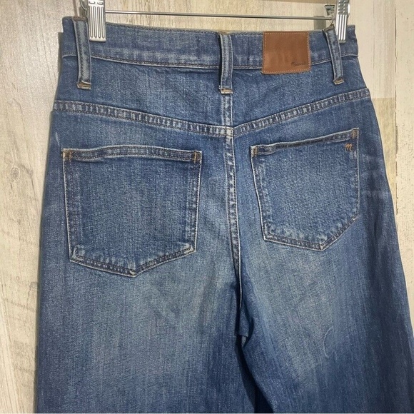 Madewell High Rise Wide Leg Crop Raw Hem Jeans size 26 -Medium Stone Wash Denim - Picture 5 of 10